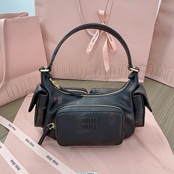 Okify MiuMiu Nappa Leather Pocket Bag In Black And Brown 21x12x6cm 