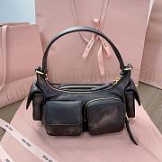 Okify MiuMiu Nappa Leather Pocket Bag In Black And Brown 21x12x6cm  - 5