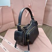 Okify MiuMiu Nappa Leather Pocket Bag In Black And Brown 21x12x6cm  - 4