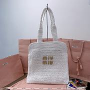 Okify MiuMiu Summer Raffia Tote Bag In White 38.5x40x10cm - 1