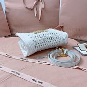Okify MiuMiu Raffia Effect Woven Tote Bag In White 22x22.5x7.5cm - 4