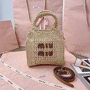 Okify MiuMiu Raffia Effect Woven Tote Bag In Beige 22x22.5x7.5cm - 1
