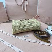 Okify MiuMiu Raffia Effect Woven Tote Bag In Beige 22x22.5x7.5cm - 4