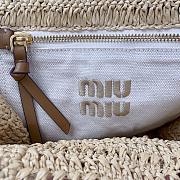 Okify MiuMiu Raffia Effect Woven Tote Bag In Beige 22x22.5x7.5cm - 2