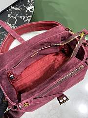 Okify Prada Medium Explore Suede Shoulder Bag With Flap In Burgundy Red 30x14x10cm  - 5