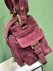 Okify Prada Medium Explore Suede Shoulder Bag With Flap In Burgundy Red 30x14x10cm  - 6
