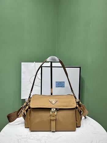 Okify Prada Medium Explore Nappa Leather Shoulder Bag With Flap In Brown 30x14x10cm