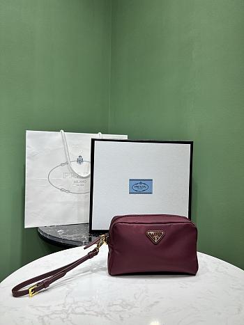 Okify Prada Small Re-Nylon Pouch In Burgundy 17x11x5.5cm