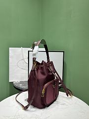 Okify Prada Duet Re-Nylon Bucket Bag In Burgundy 1BH038 23x18x12cm - 5