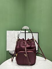 Okify Prada Duet Re-Nylon Bucket Bag In Burgundy 1BH038 23x18x12cm - 1