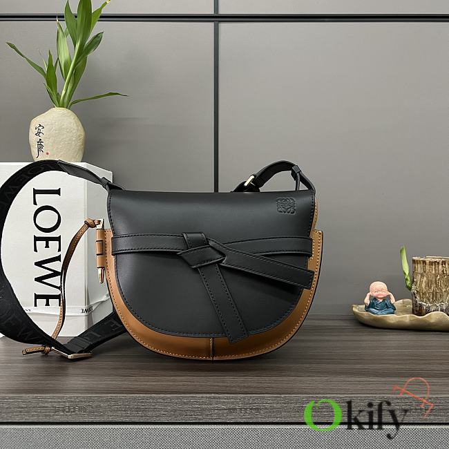 Okify Loewe Gate Bag In Black And Brown 20x19x11.5cm - 1