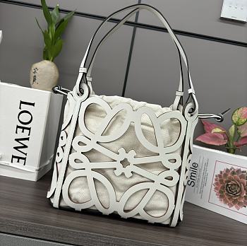 Okify Loewe Anagram Cut Out Tote Bag In White 32x12x25.5cm