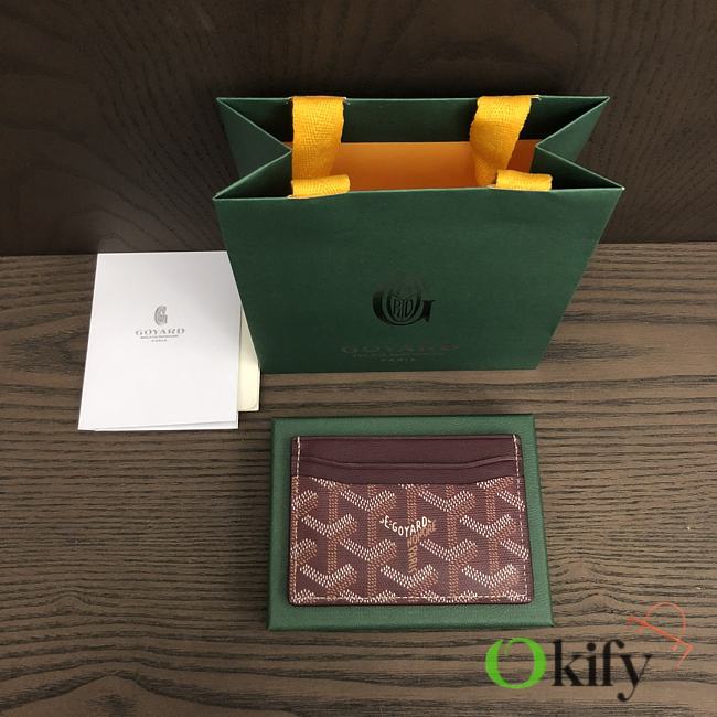Okify Goyard Saint Sulpice Card Holder In Dark Red 11.5x7.5cm - 1