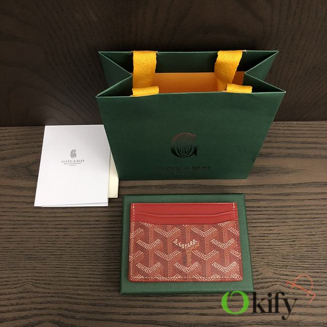 Okify Goyard Saint Sulpice Card Holder In Red 11.5x7.5cm - 1