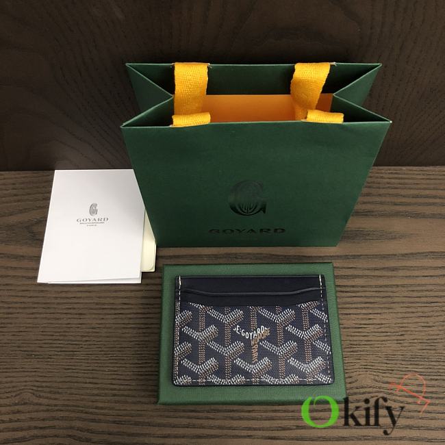 Okify Goyard Saint Sulpice Card Holder In Dark Blue 11.5x7.5cm - 1