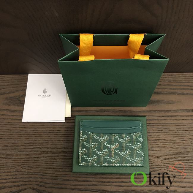 Okify Goyard Saint Sulpice Card Holder In Green 11.5x7.5cm - 1