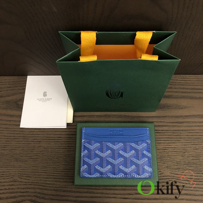 Okify Goyard Saint Sulpice Card Holder In Blue 11.5x7.5cm - 1