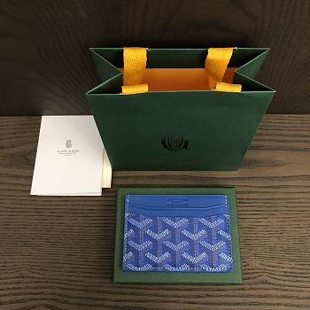 Okify Goyard Saint Sulpice Card Holder In Blue 11.5x7.5cm