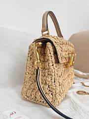 Okify Valentino Vsling Raffia Top Handlle Bag In Beige 22x16x9cm - 6