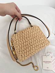 Okify Valentino Vsling Raffia Top Handlle Bag In Beige 22x16x9cm - 3