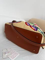 Okify Valentino Large Shopping Bag With Multicolor Flowers Embroidery In Beige 35x25x17cm  - 3
