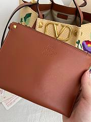 Okify Valentino Large Shopping Bag With Multicolor Flowers Embroidery In Beige 35x25x17cm  - 2