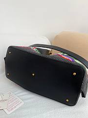 Okify Valentino Large Shopping Bag With Multicolor Flowers Embroidery In Black 35x25x17cm  - 6
