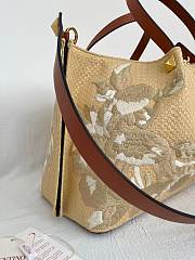 Okify Valentino Large Shopping Bag With Flowers Embroidery In Beige 35x25x17cm  - 5