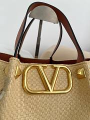 Okify Valentino Large Shopping Bag With Flowers Embroidery In Beige 35x25x17cm  - 3
