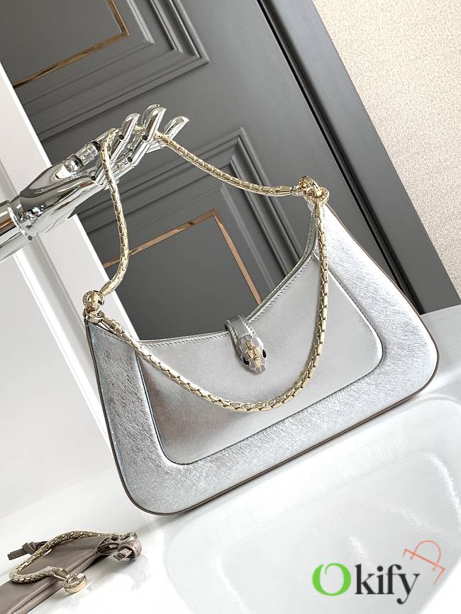 Okify Bvlgari Serpenti Baia Shoulder Bag In Silver 27.5x18x4.5cm - 1