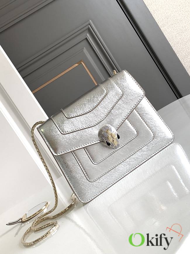 Okify Bvlgari Serpenti Forever Bag In Silver 20x15x5cm - 1