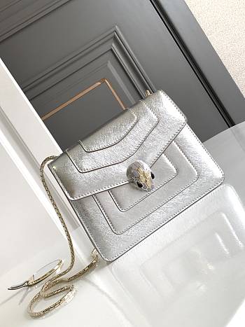 Okify Bvlgari Serpenti Forever Bag In Silver 20x15x5cm