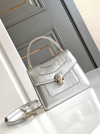 Okify Bvlgari Serpenti Forever Top Handle Bag In Silver 18x15x9.5cm