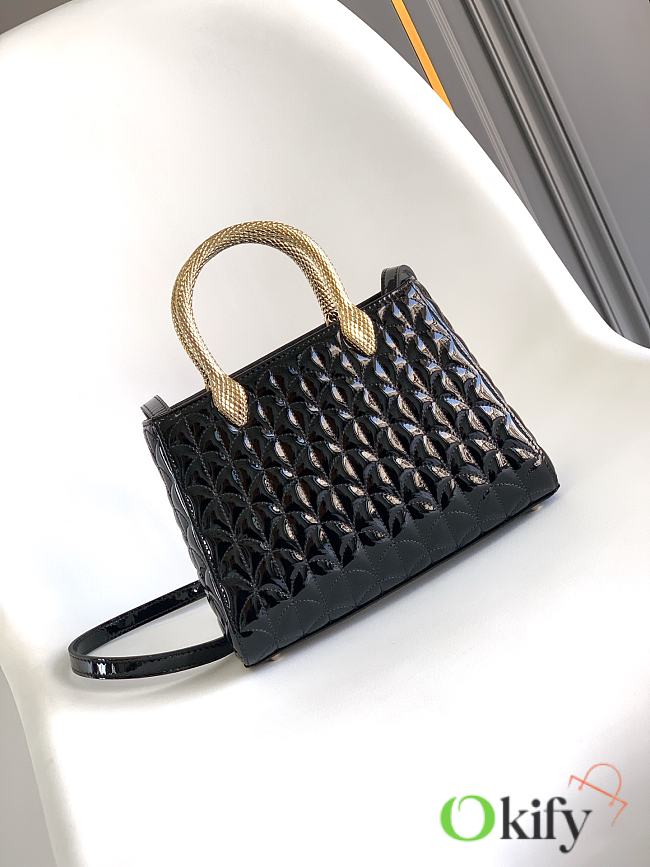 Okify Bvlgari Serpentine Duo Top Handle Bag In Shiny Black 21.5x15x6cm - 1