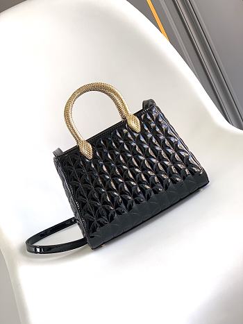 Okify Bvlgari Serpentine Duo Top Handle Bag In Shiny Black 21.5x15x6cm