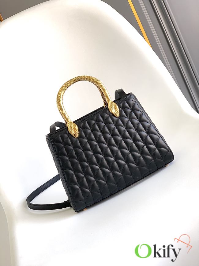 Okify Bvlgari Serpentine Duo Top Handle Bag In Matte Black 21.5x15x6cm - 1