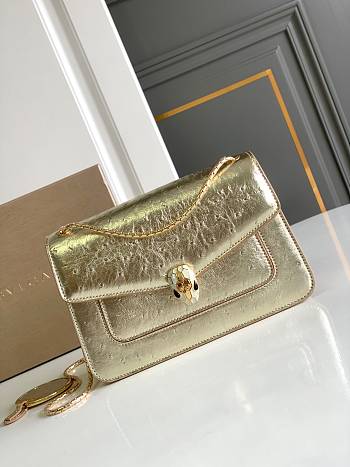 Okify Bvlgari Serpenti Forever Bag In Light Gold Ostrich 25x16.5x8cm