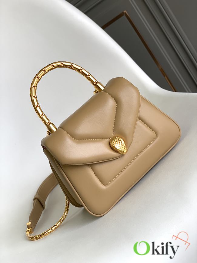 Okify Bvlgari Serpenti Reverse Top Handle Bag In Beige 20x14x10cm - 1