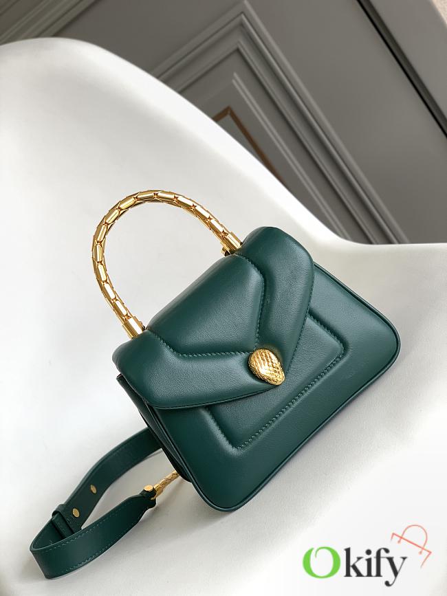 Okify Bvlgari Serpenti Reverse Top Handle Bag In Green 20x14x10cm - 1