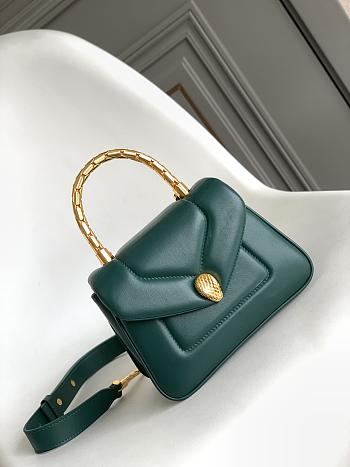 Okify Bvlgari Serpenti Reverse Top Handle Bag In Green 20x14x10cm