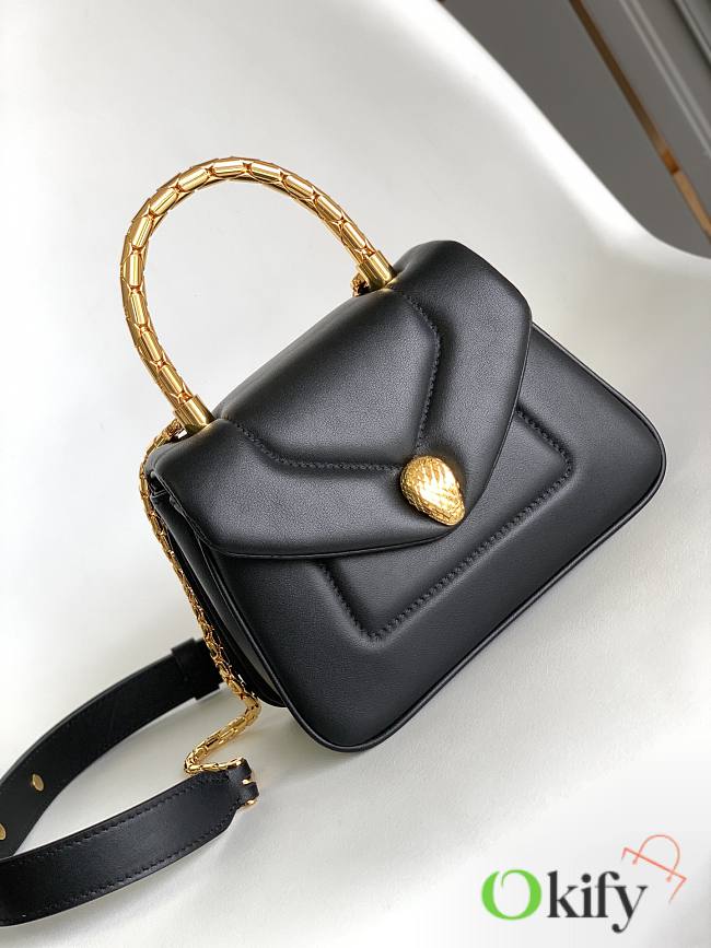 Okify Bvlgari Serpenti Reverse Top Handle Bag In Black 20x14x10cm - 1