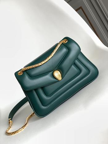 Okify Bvlgari Serpenti Reverse Shoulder Bag In Green 29.5x18.5x7cm