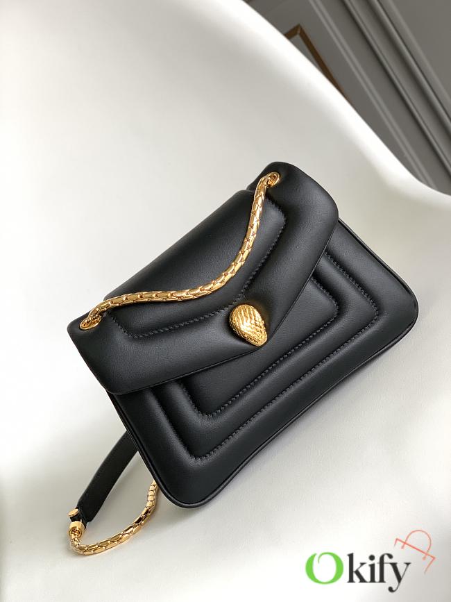 Okify Bvlgari Serpenti Reverse Shoulder Bag In Black 29.5x18.5x7cm - 1