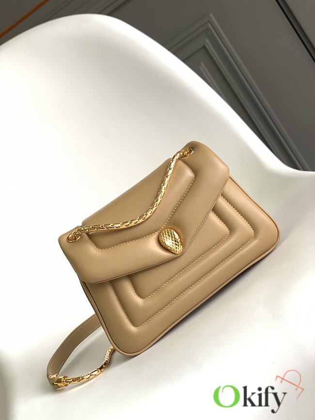 Okify Bvlgari Serpenti Reverse Shoulder Bag In Beige 29.5x18.5x7cm - 1