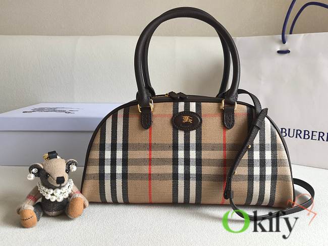 Okify Burberry Highland Bowling Bag In Brown 33x13x17cm - 1