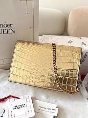 Okify Alexander McQueen Skull Gold Crocodile Bag 19x13x5cm - 3