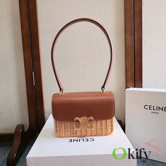 Okify Celine Teen Garance Bag In Wicker And Calfskin 18.5x13x6cm - 1