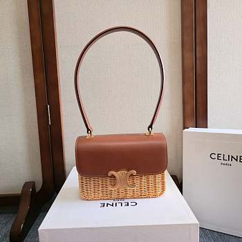 Okify Celine Teen Garance Bag In Wicker And Calfskin 18.5x13x6cm