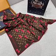 Okify Louis Vuitton x TM Cherry Twill Silk Scarf In Brown 90x90cm M96094 - 5