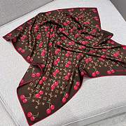 Okify Louis Vuitton x TM Cherry Twill Silk Scarf In Brown 90x90cm M96094 - 4